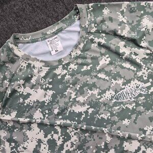 Mens XL Long Sleeve Fishing Shirt UPF 50+ Sun Protection Digi Camo Grn Logo